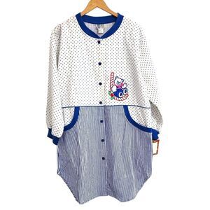 Bold Spirit Christmas Pajama Cotton Sleepshirt Polka Dot and Striped Nightgown L